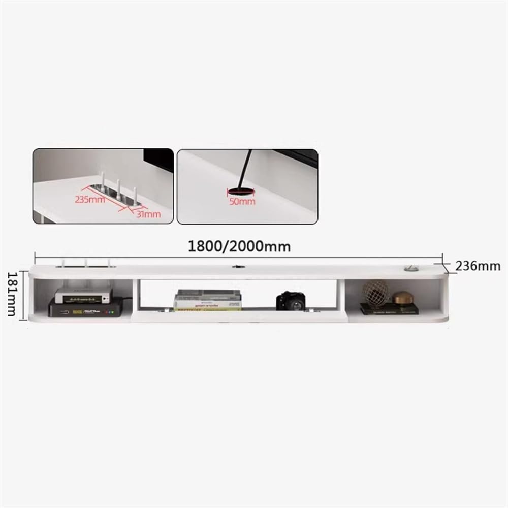 White Wall Mounted Floating TV Cabinet with Shelves G558579