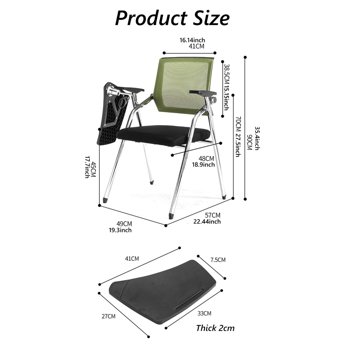 Orange Mesh Folding Stackable Chair with Writing Board F15427