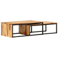 Brown Set of 2 Solid Sheesham Wood Nesting Coffee Tables S732