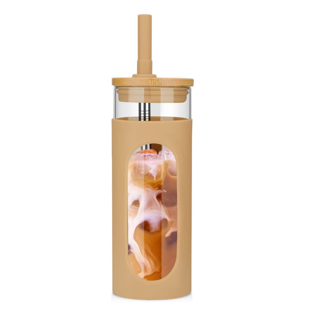 22 oz Glass Tumbler with Lid & Straw B82540