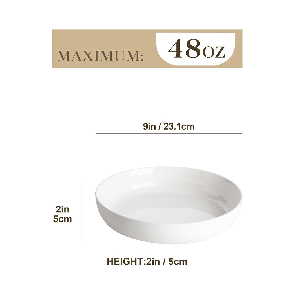 48 Oz White Ceramic Pasta Bowls Set of 4 L6995