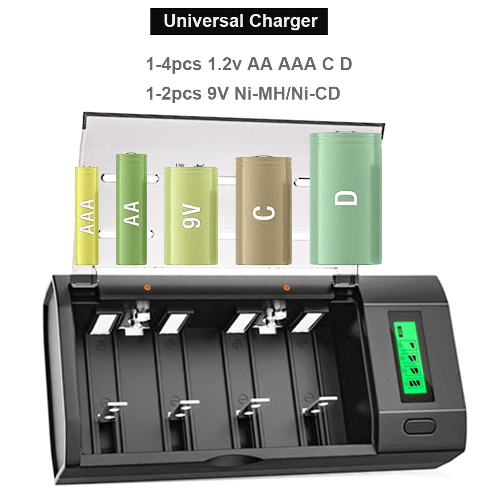 6 Pack Rechargeable D Batteries with Charger U59111
