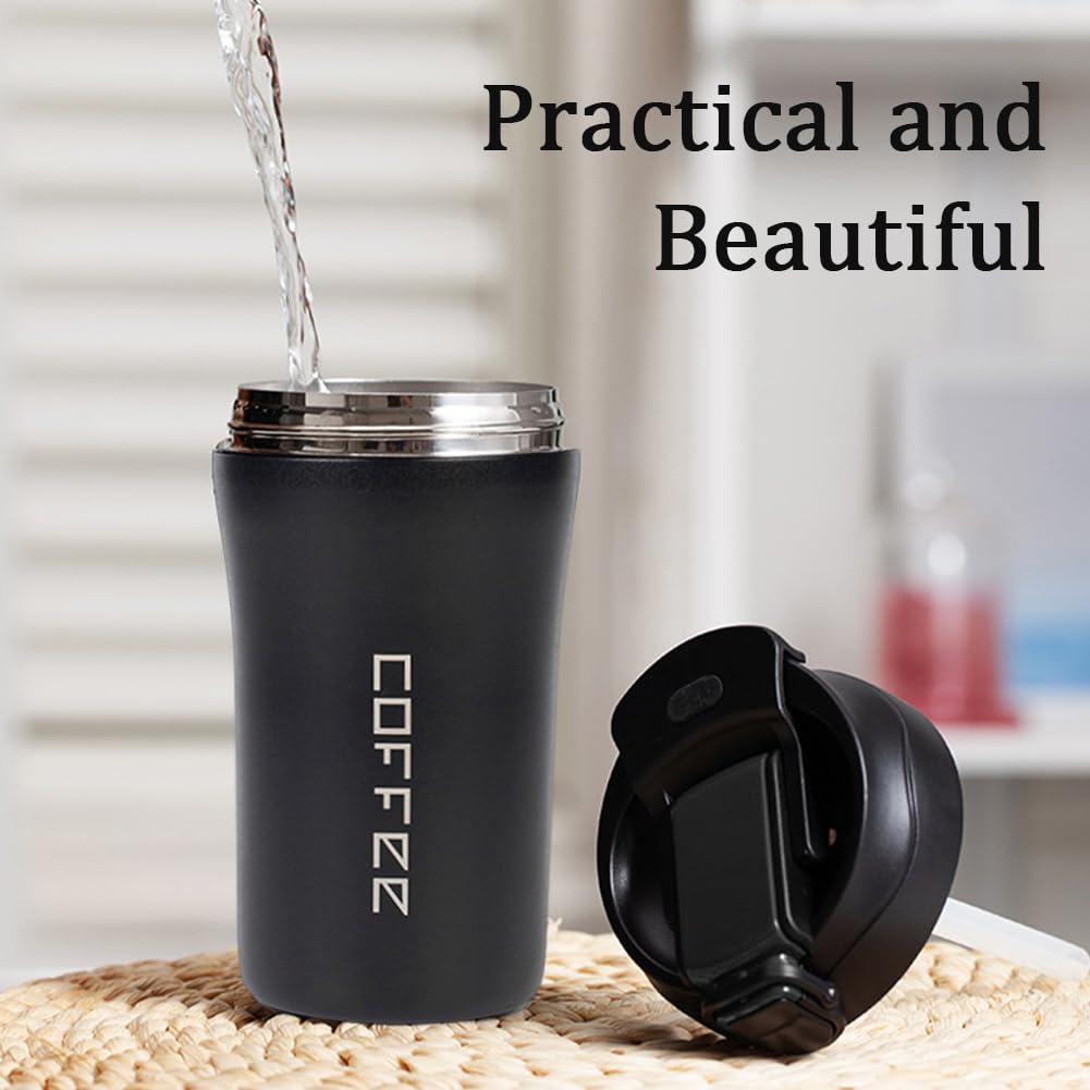 2-Pack 13.5oz Insulated Travel Coffee Mug Tumbler, Black and White Set F919