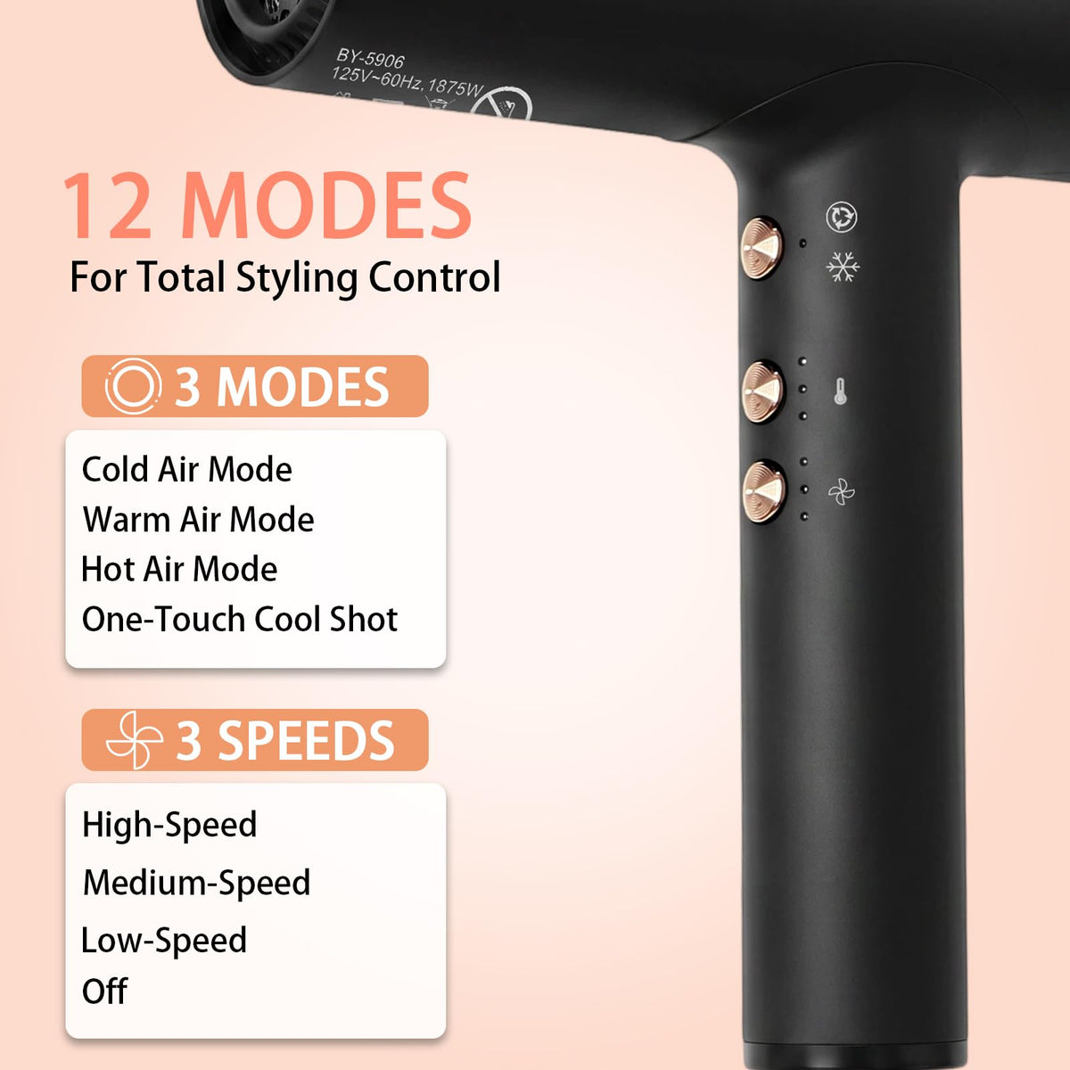 1875W Ionic Hair Dryer with Diffuser E18779