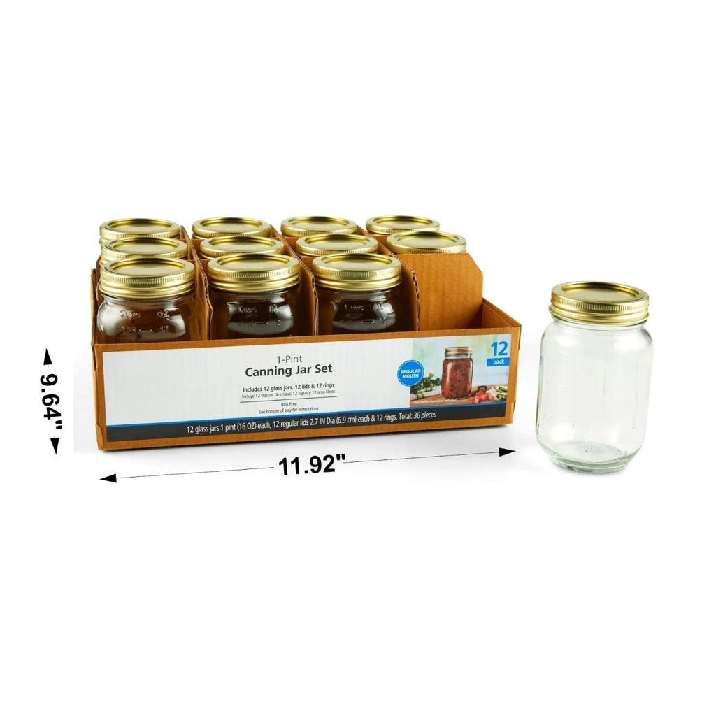 16 oz Regular Mouth Mason Jars 12pk Z6448