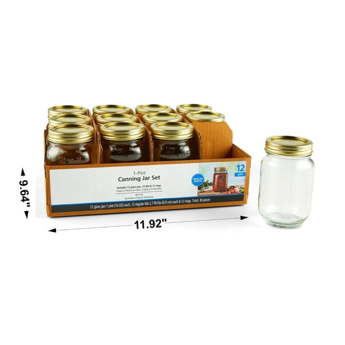 16 oz Regular Mouth Mason Jars 12pk Z6448