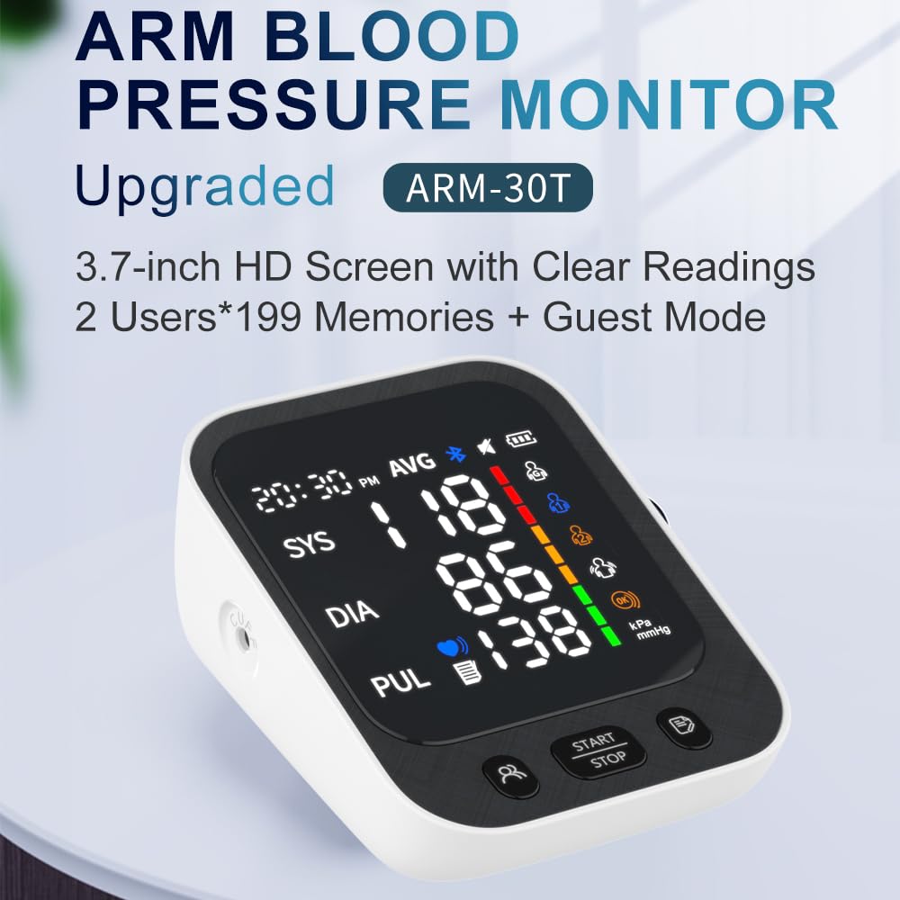 Automatic Upper Arm Blood Pressure Monitor with Large LED Screen and Adjustable Cuff Y18226