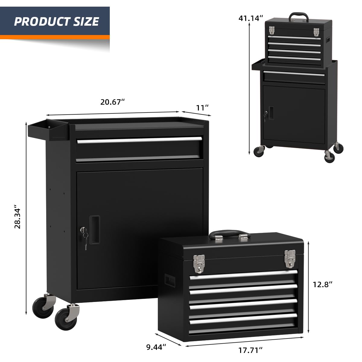 5 Drawer Rolling Tool Chest with Wheels and Lock C459258