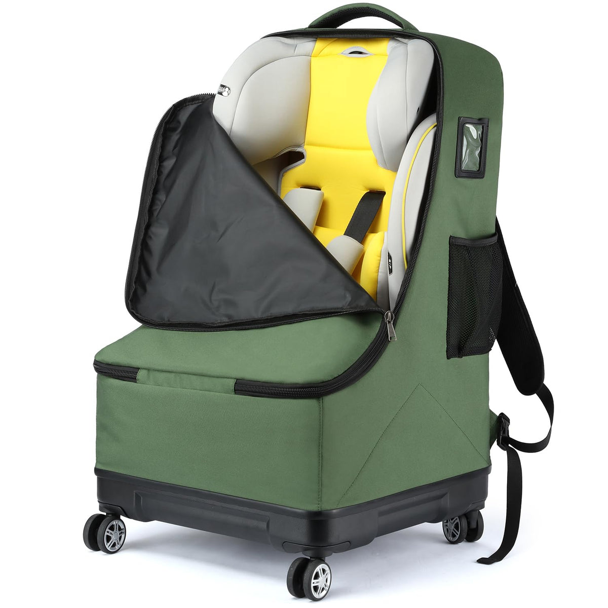 Green Car Seat Travel Bag with Spinner Wheels C9101
