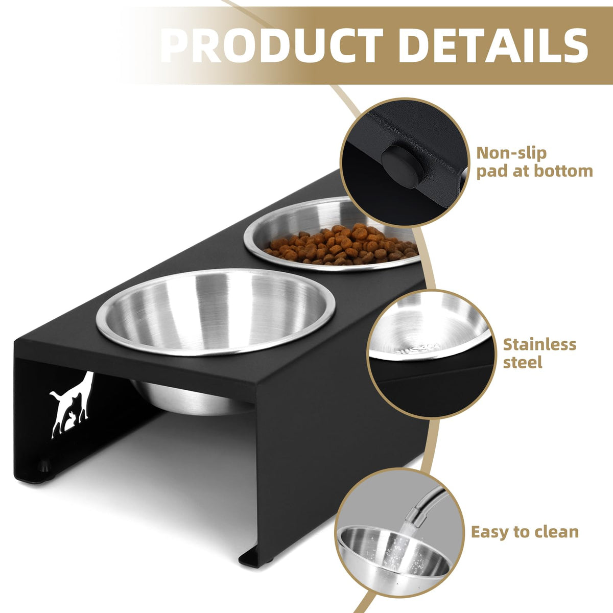 15° Tilted Stainless Steel Cat Bowls 3 Pack Q841