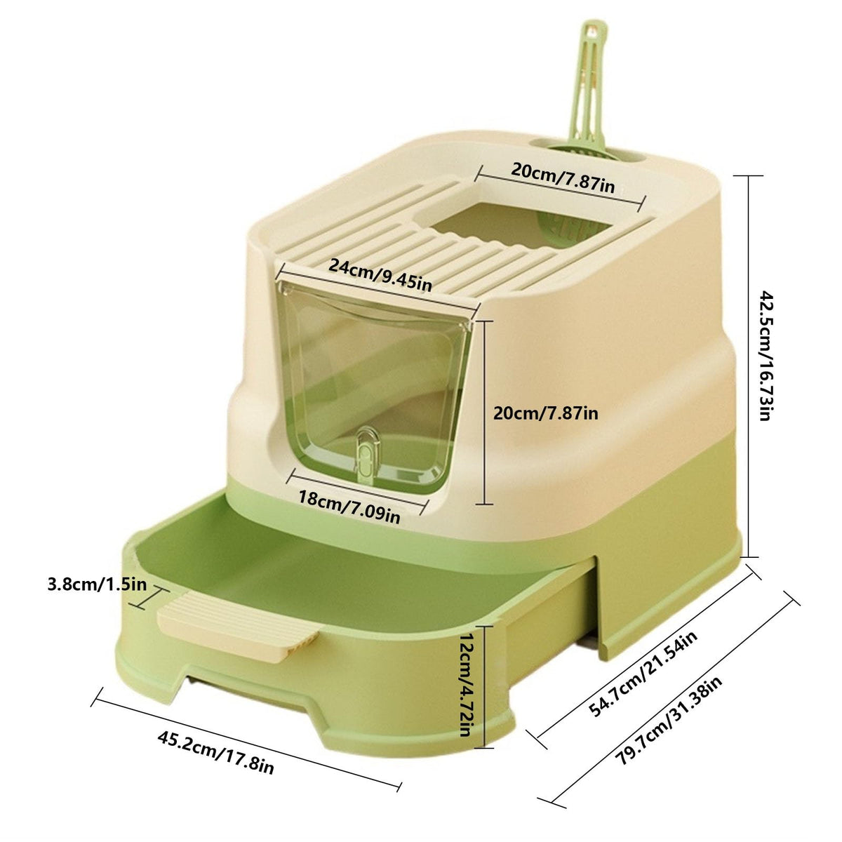 Large Top Entry Cat Litter Box with Lid and Scoop R5855