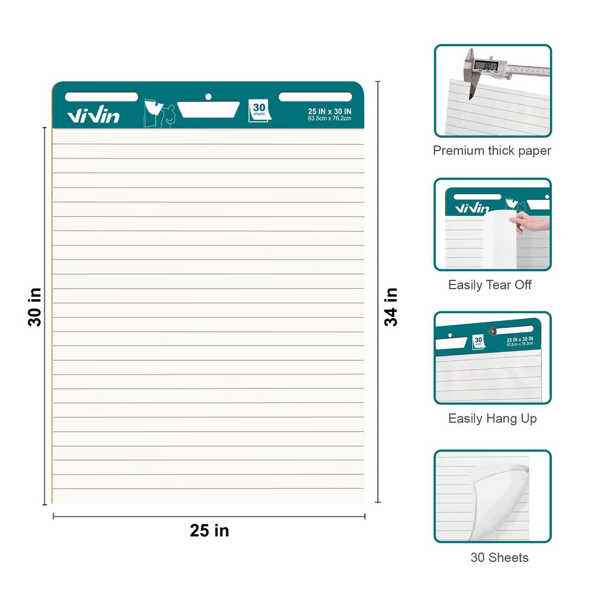 Lined Sticky Easel Pad 25 x 30 Inches 30 Sheets 4 Pads R921495