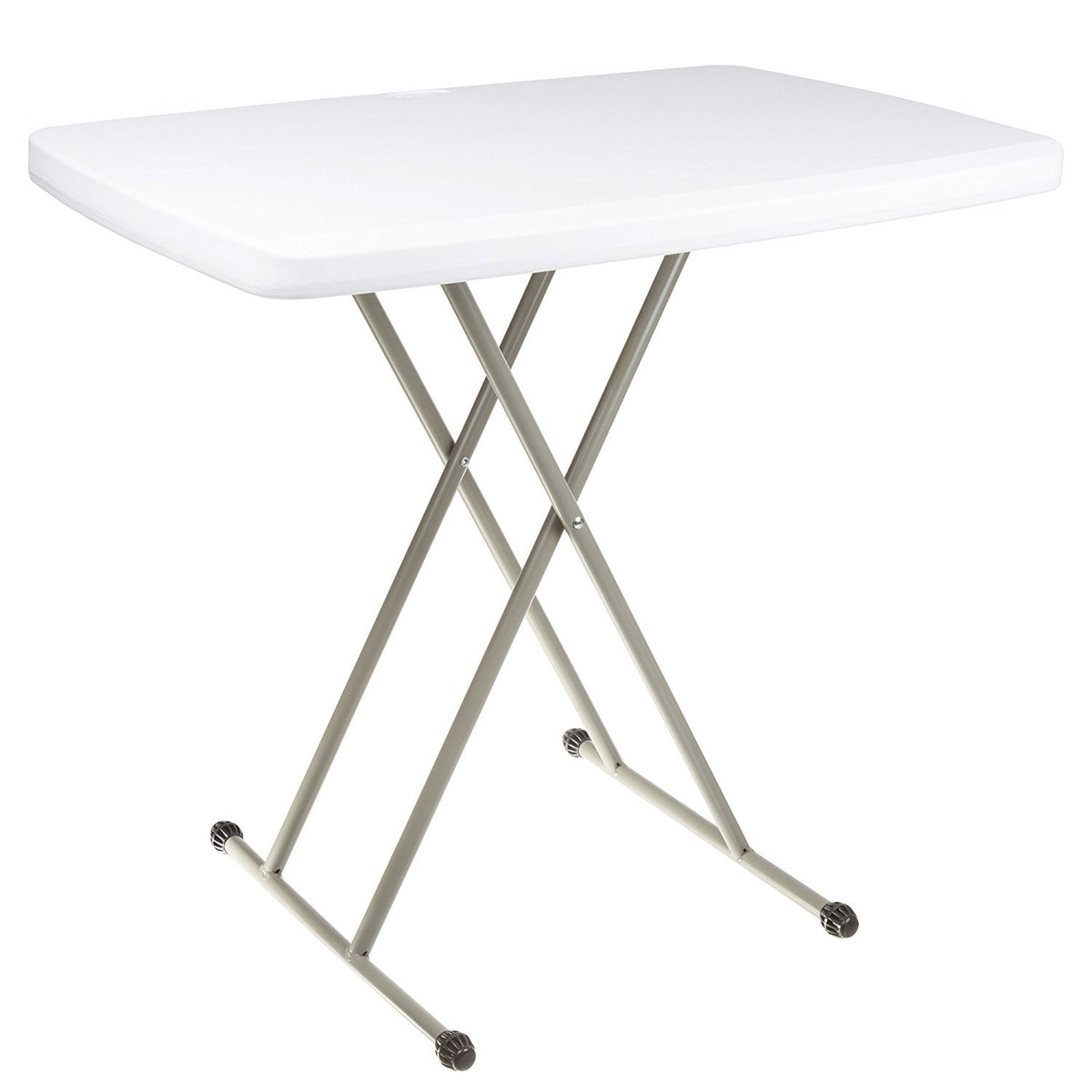 Adjustable Folding Table 20" x 30" White Resin Steel L879503