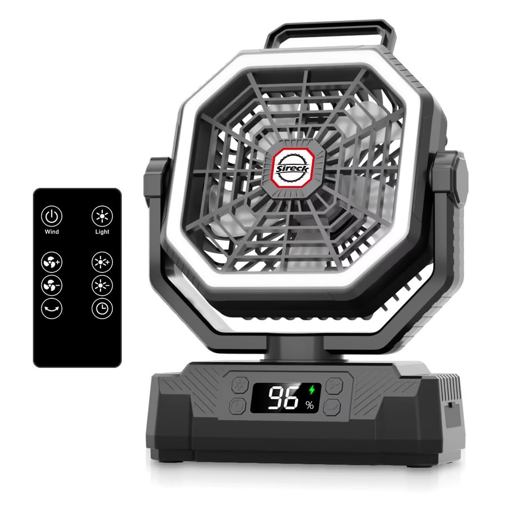 Black 10-Inch 40000mAh Portable Camping Fan J64396