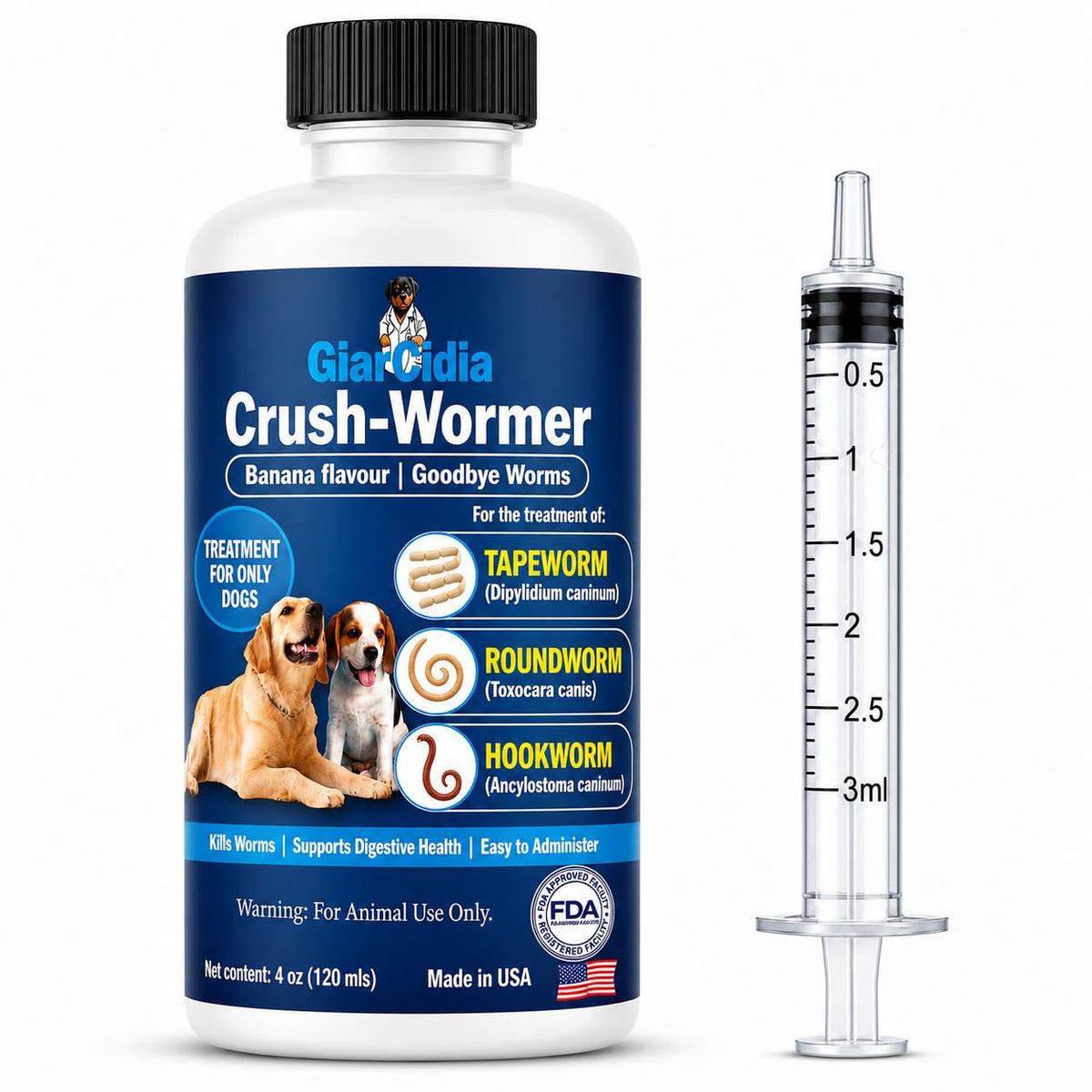 Broad Spectrum Dog Dewormer Treatment 120ml Banana Flavour G404915