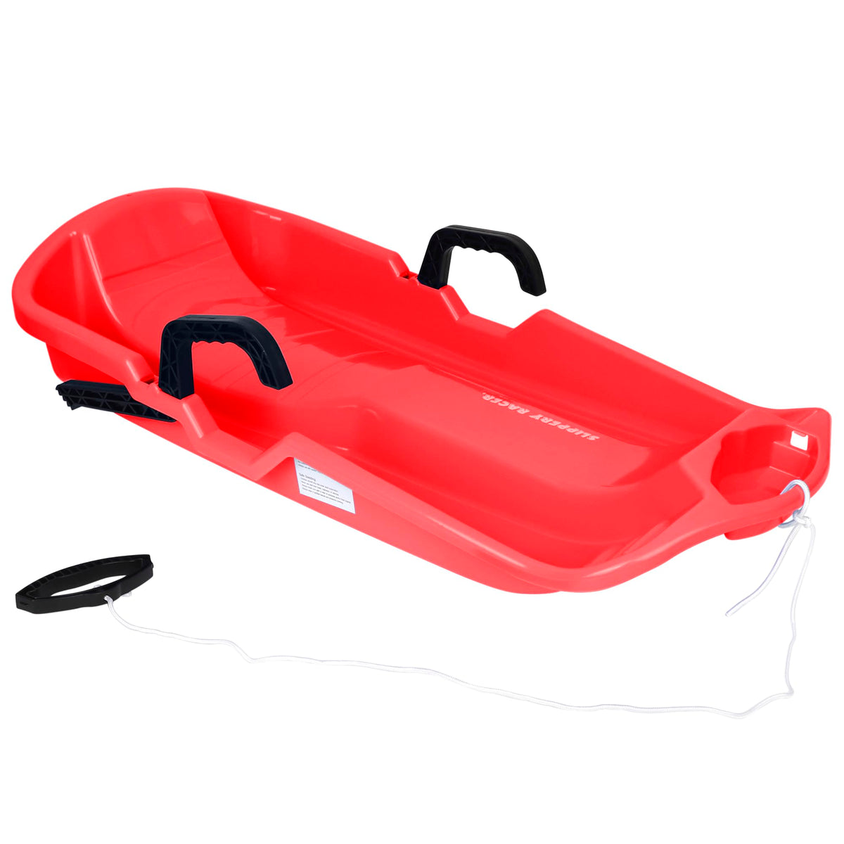 Red Flexible Plastic Toboggan Snow Sled with Brake V1223