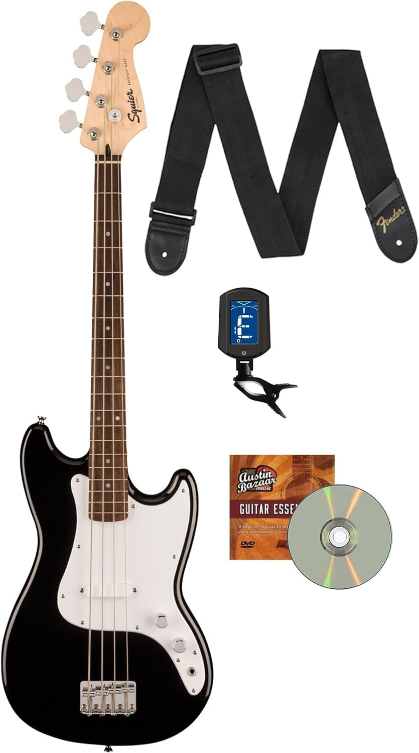 Black Bass Guitar with Tuner and Strap I867507