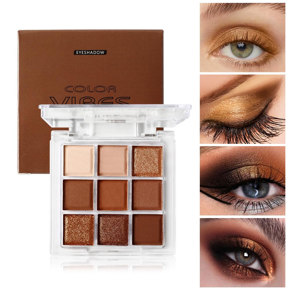 Golden Caramel 9 Warm Bronze & Nude Brown Eyeshadow Palette Matte & Metallic S27111