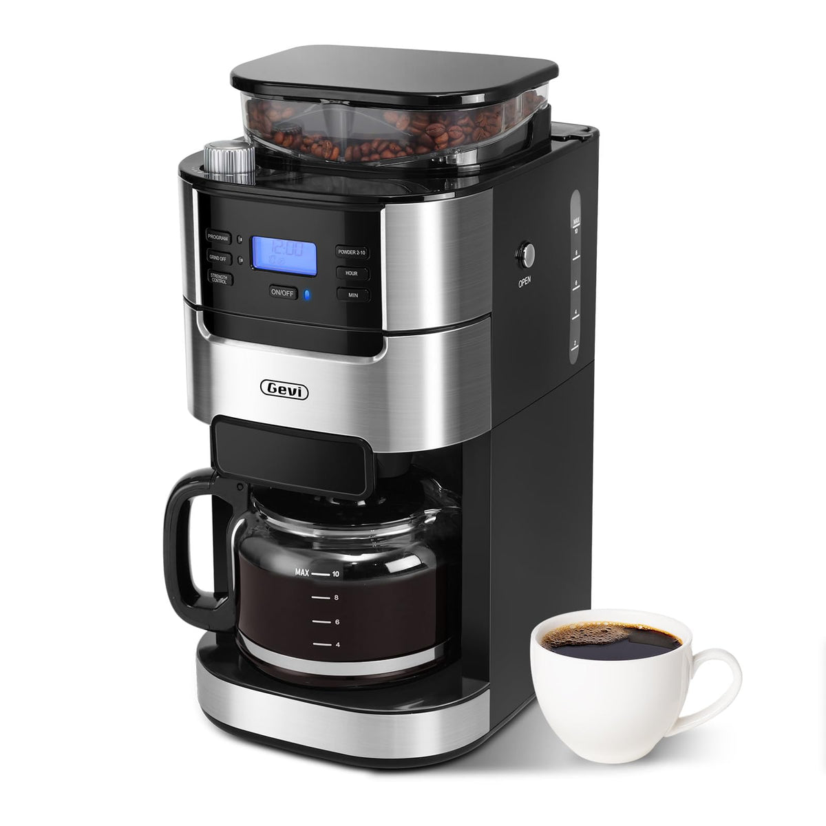 10-Cup Drip Coffee Maker with Built-In Burr Grinder P540