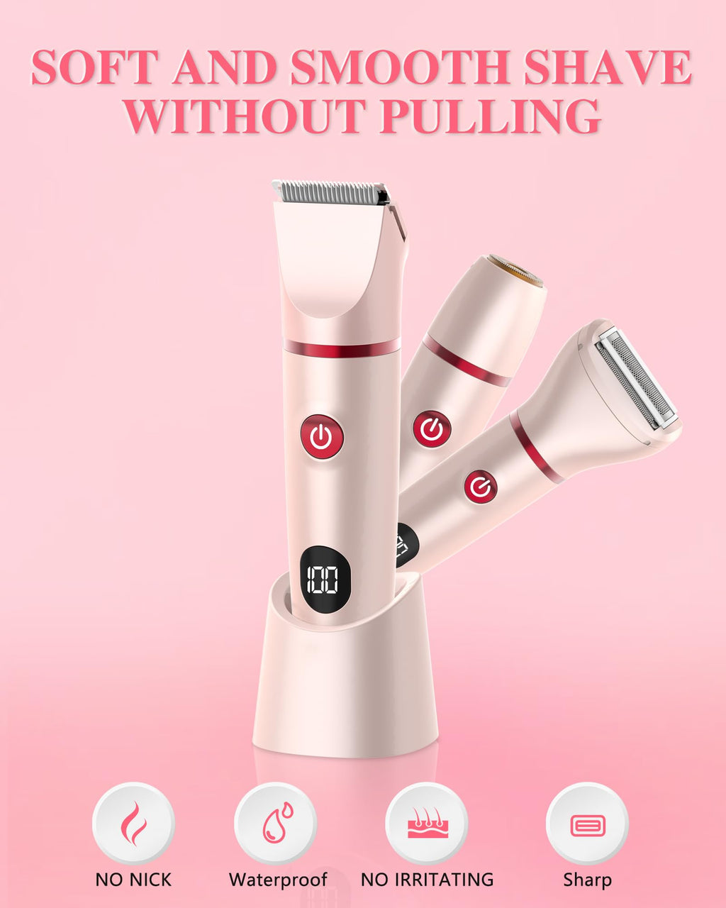 3-in-1 Rechargeable Waterproof Bikini Trimmer K516