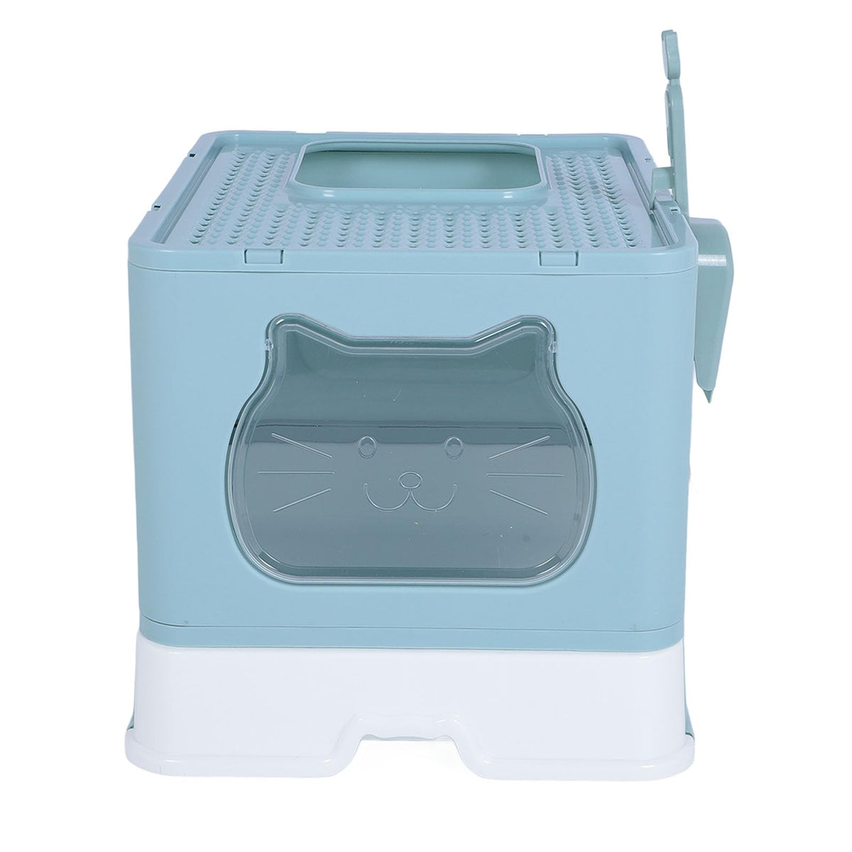 Enclosed Cat Litter Box Top Entry Foldable with Lid Blue W7564
