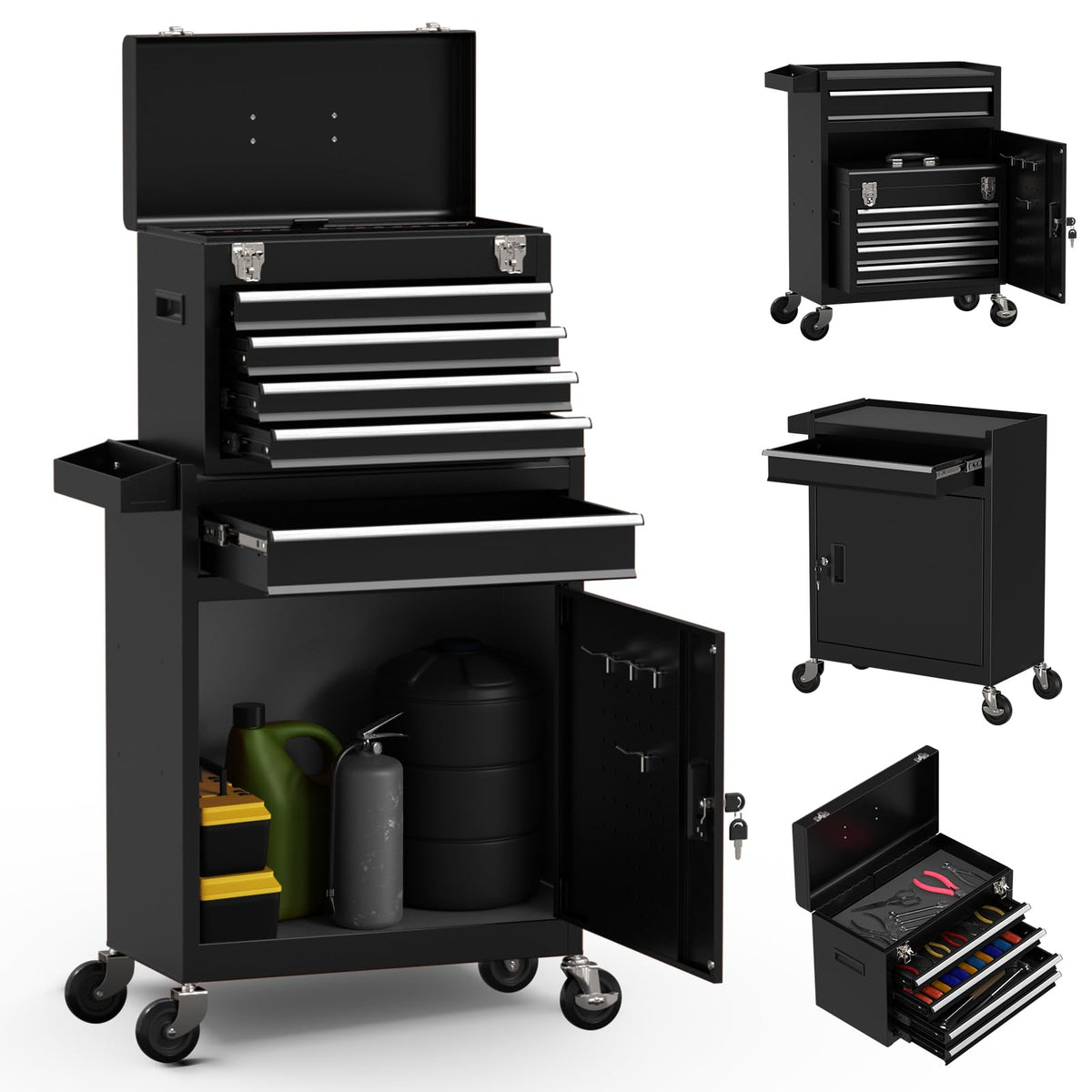 5 Drawer Rolling Tool Chest with Wheels and Lock C459258
