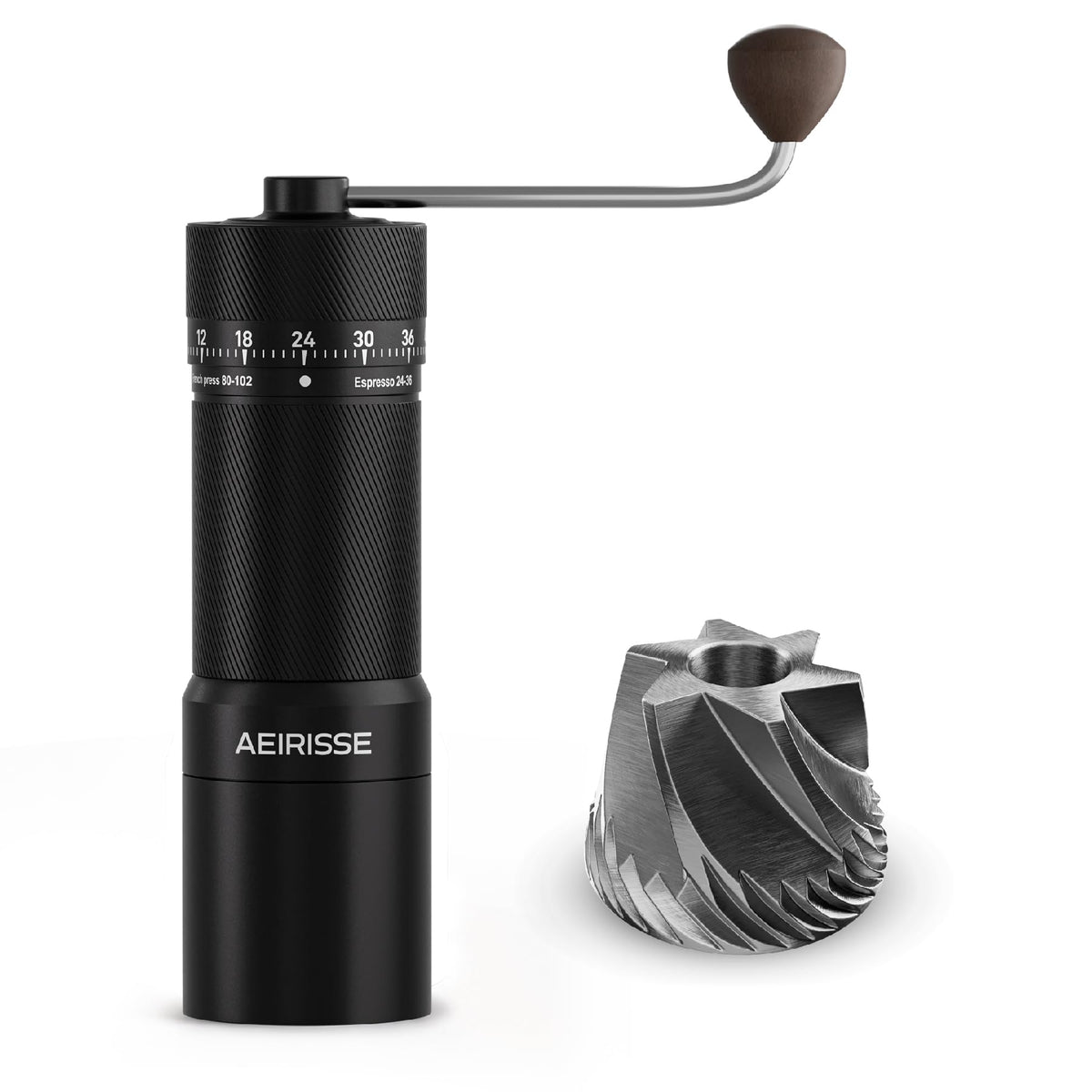 Manual 72-Click Conical Burr Stainless Steel Coffee Grinder H368395