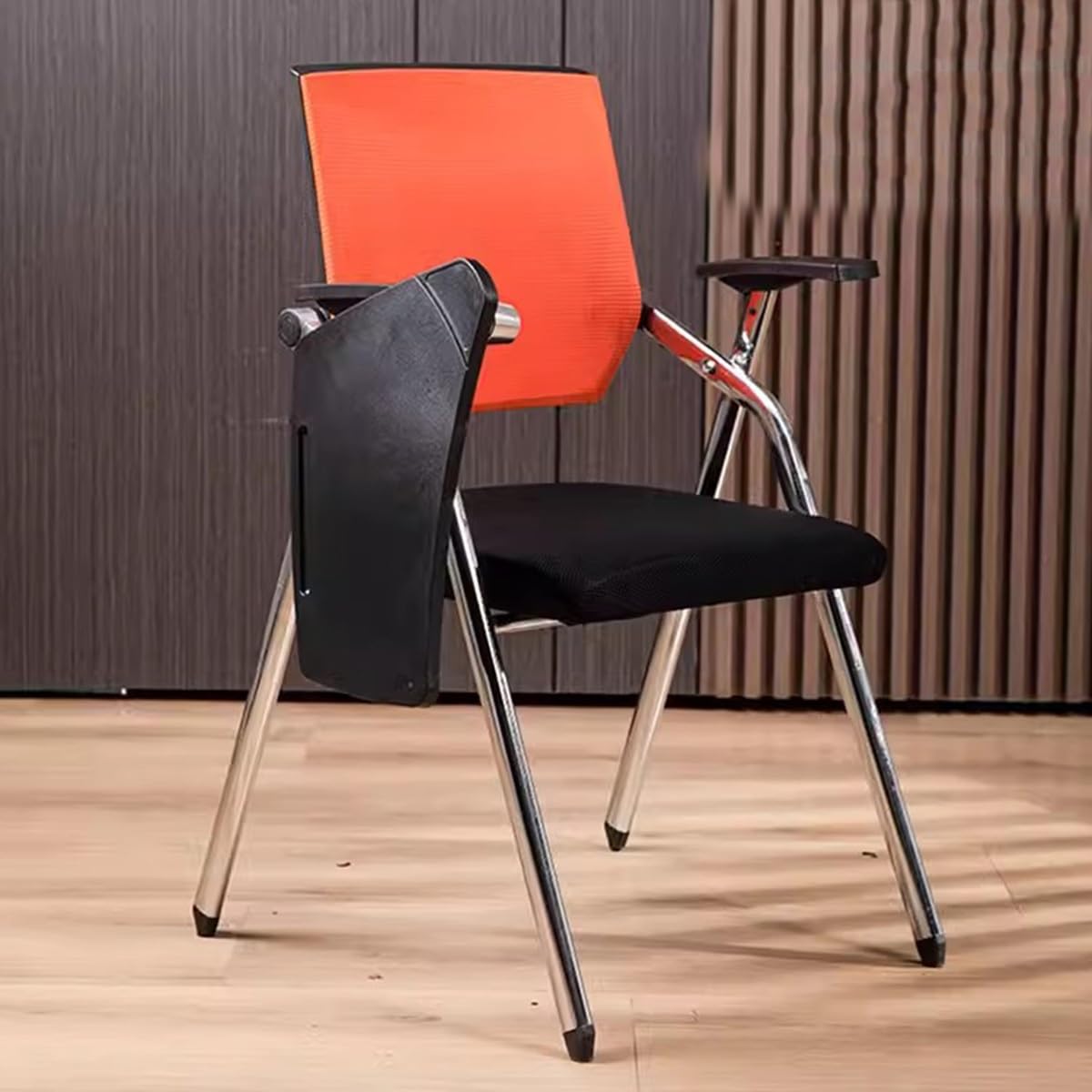 Orange Mesh Folding Stackable Chair with Writing Board F15427