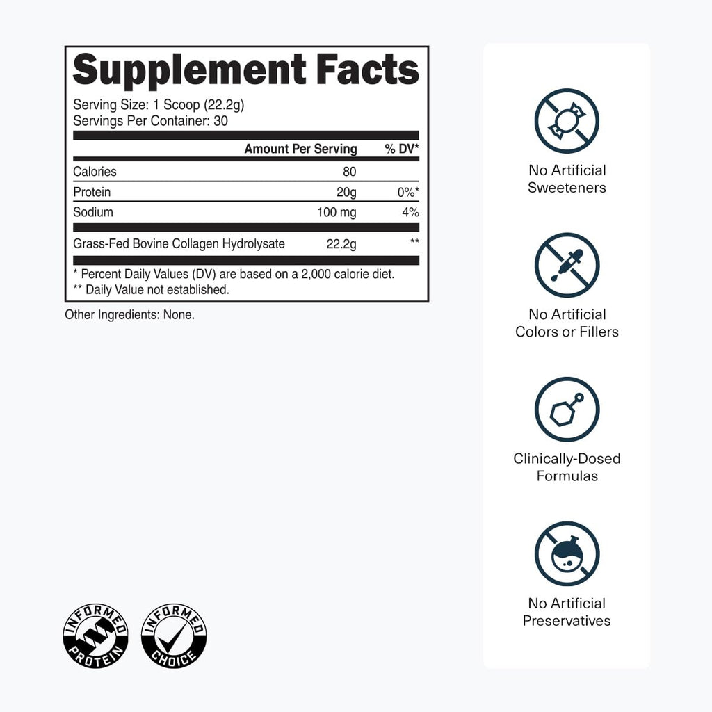 Grass-Fed Collagen Peptides, 30 Servings, Unflavored U1430