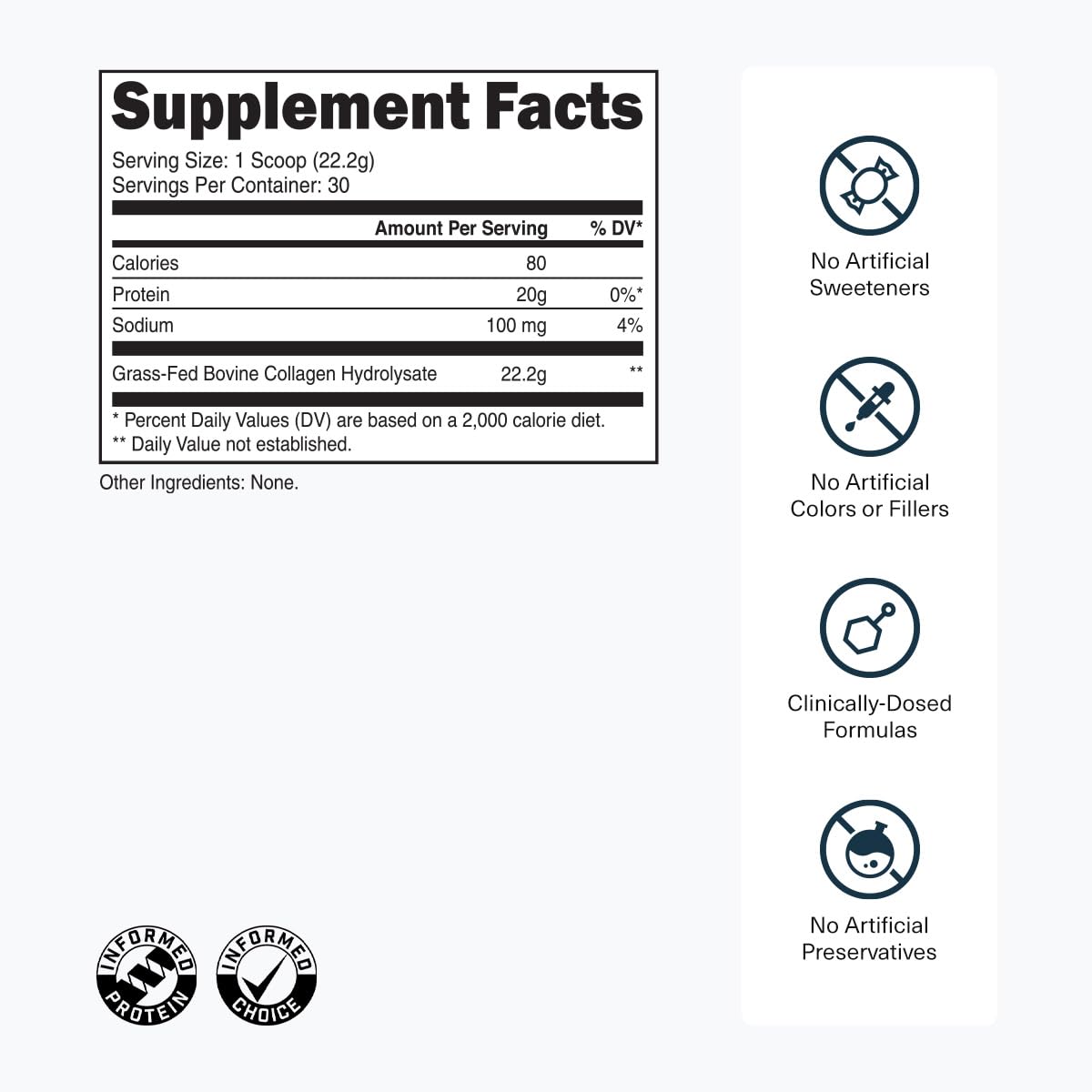 Grass-Fed Collagen Peptides, 30 Servings, Unflavored U1430