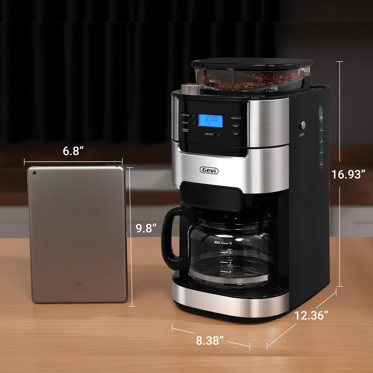 10-Cup Drip Coffee Maker with Built-In Burr Grinder P540