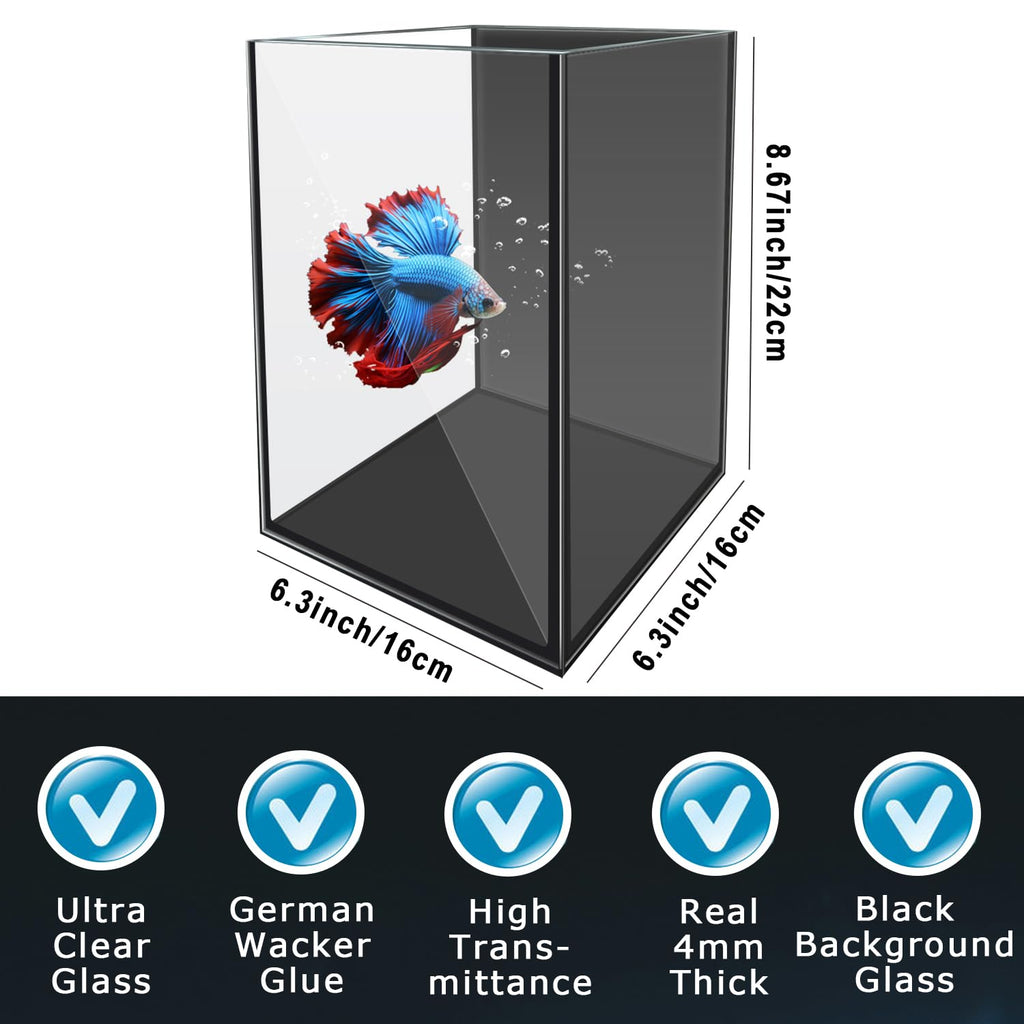 1.5 Gallon Glass Betta Aquarium Starter Kit with LED Light and Power Filter V314