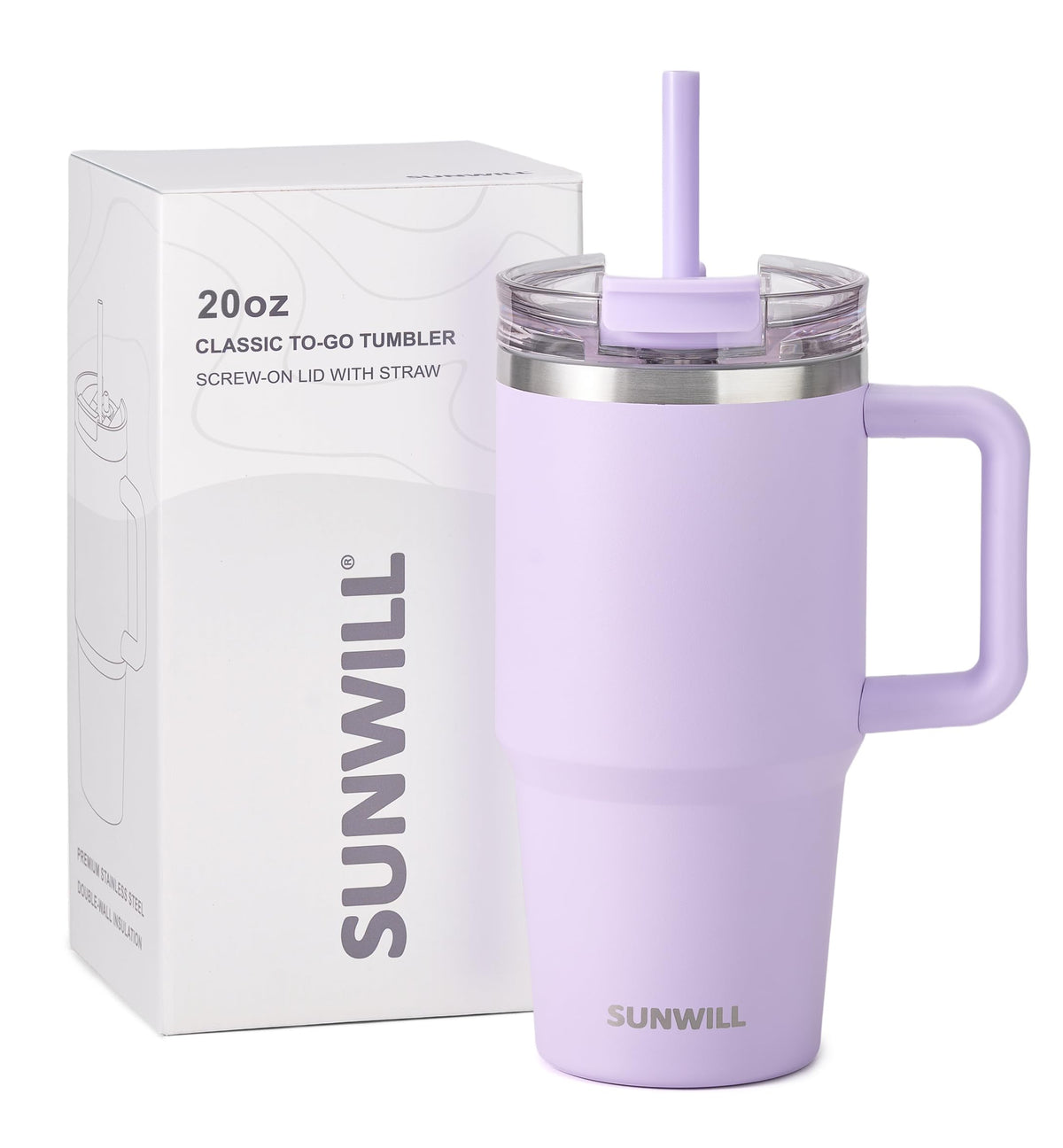 20 oz Insulated Stainless Steel Tumbler with Handle and Straw V6723