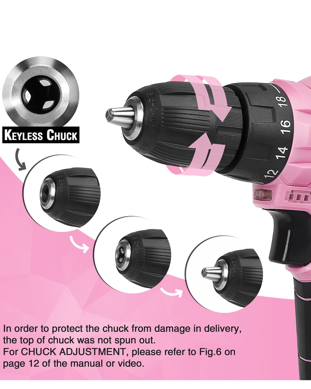 Pink Cordless Drill Driver Set N8872
