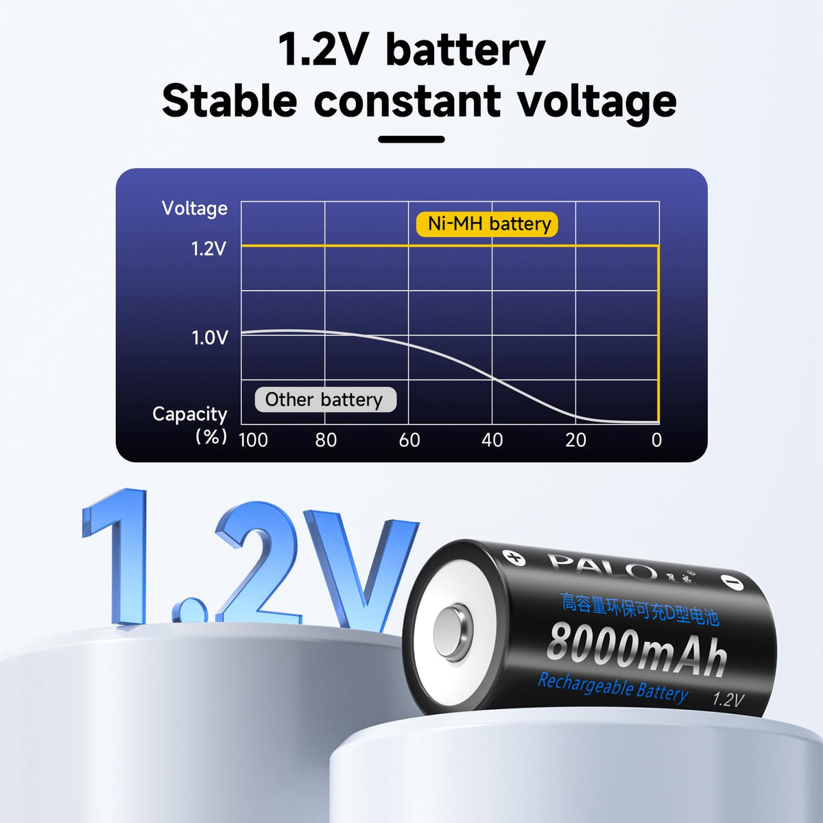 6 Pack Rechargeable D Batteries with Charger U59111