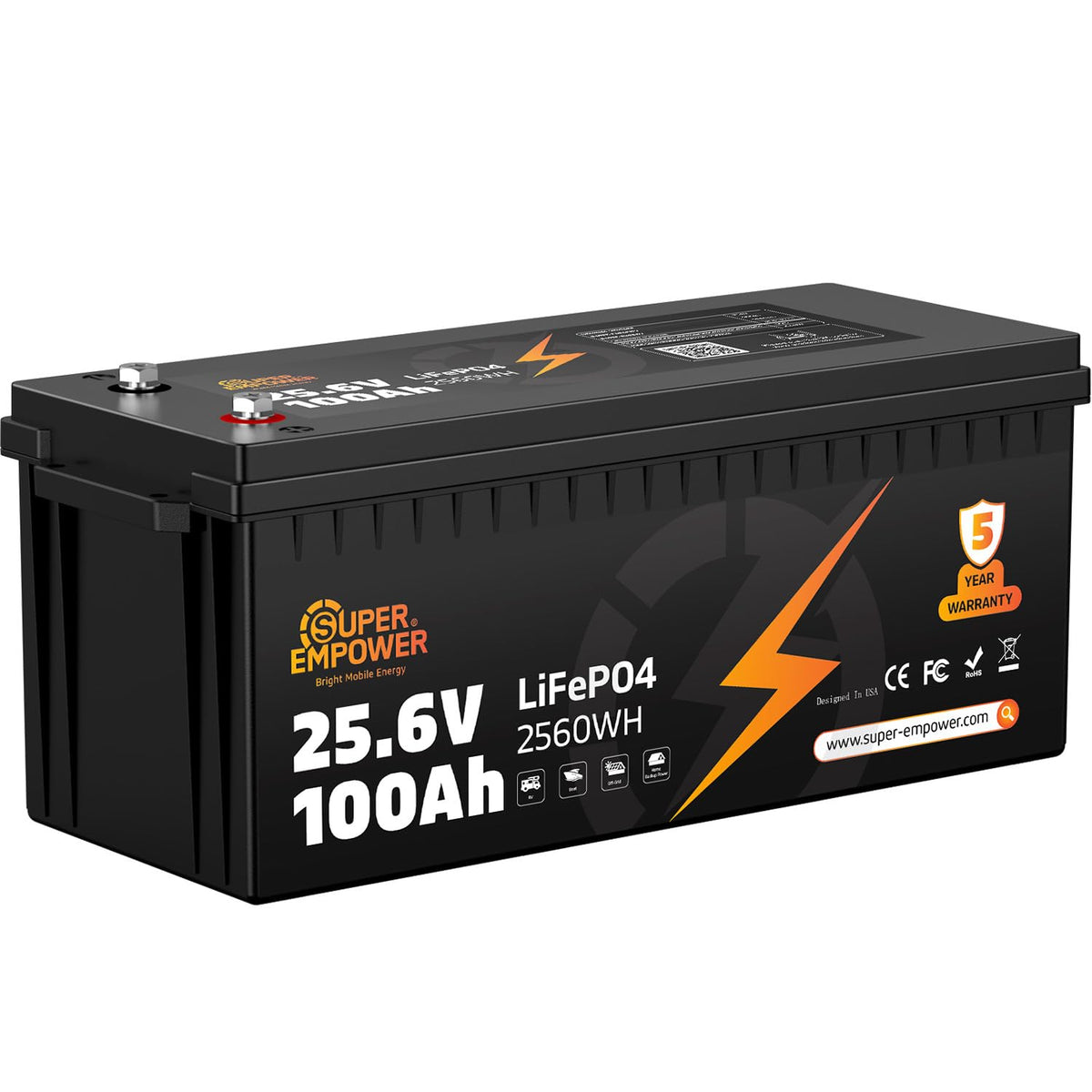 24V 100Ah LiFePO4 Deep Cycle Lithium Battery R3757