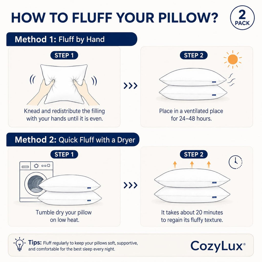 King Size Set of 2 Bed Pillows E7555