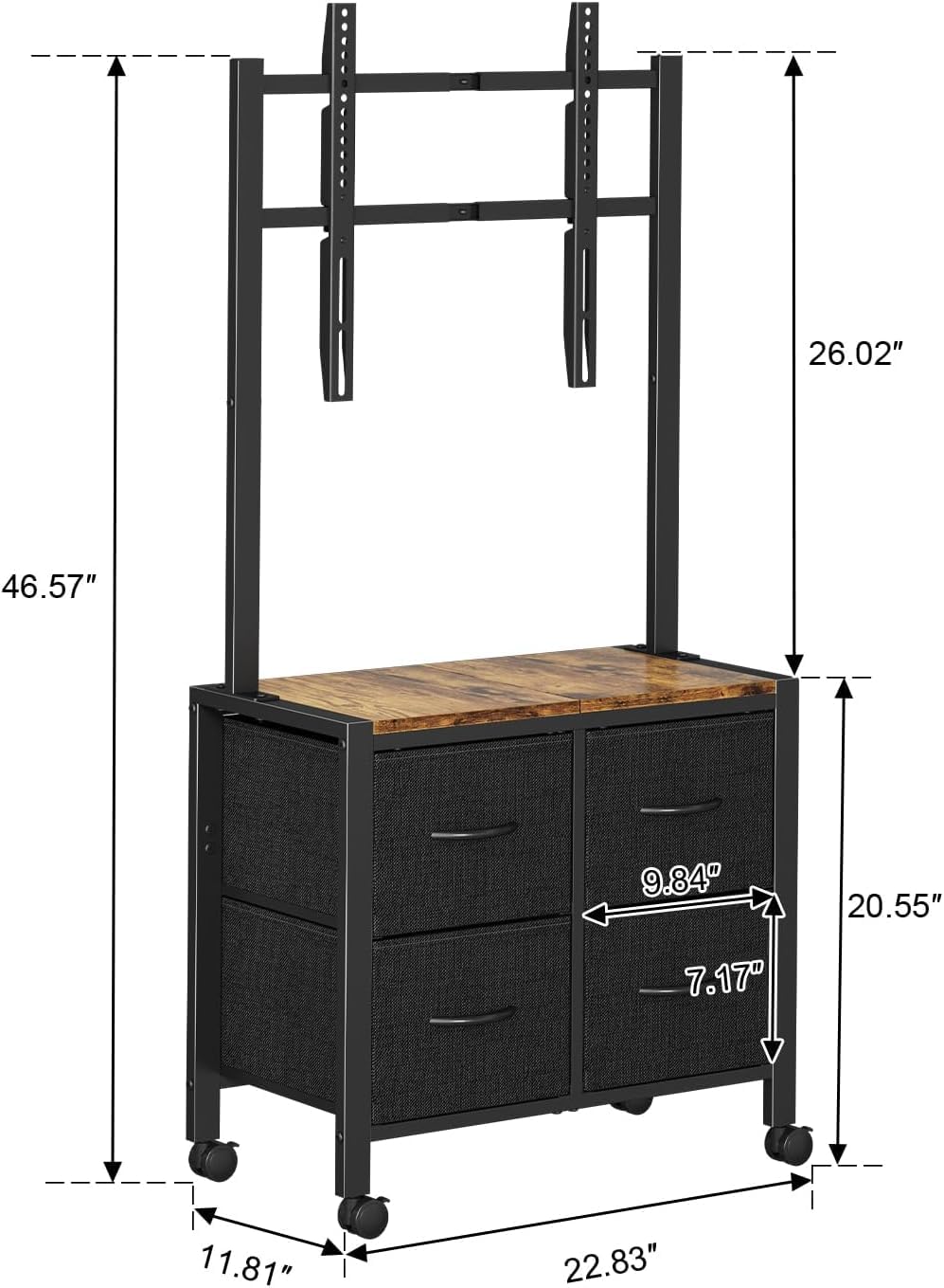 Mobile TV Cart Rolling TV Stand with 4 Drawer for 23-60 inch Screens L631