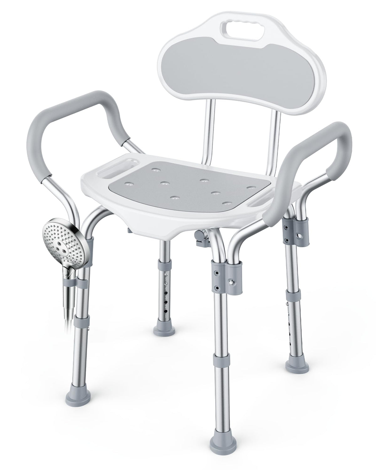 Adjustable Grey Shower Chair with Suction Feet W874