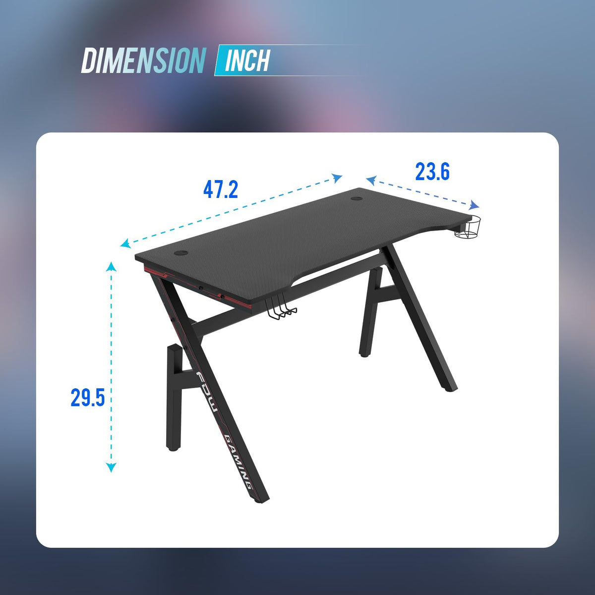 47" R-Shaped Gaming Table R670