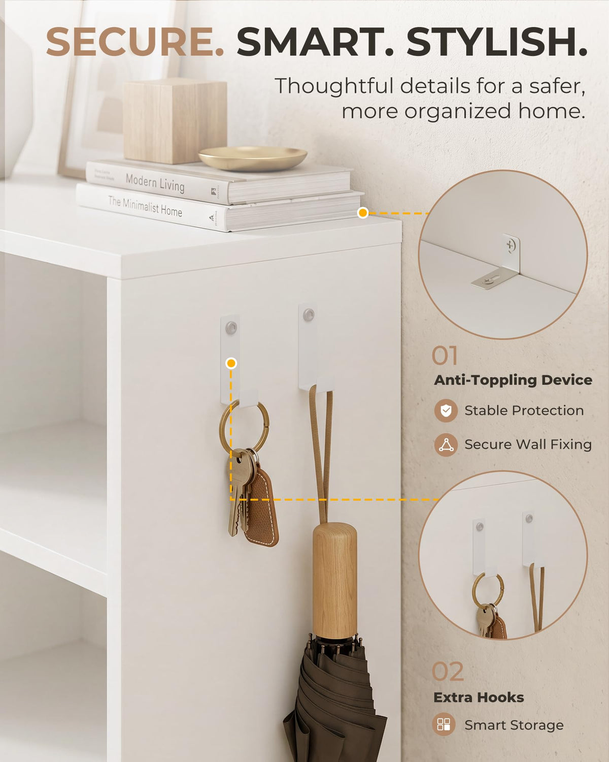 Narrow Shoe Storage Cabinet with 3 Flip Drawers E891311