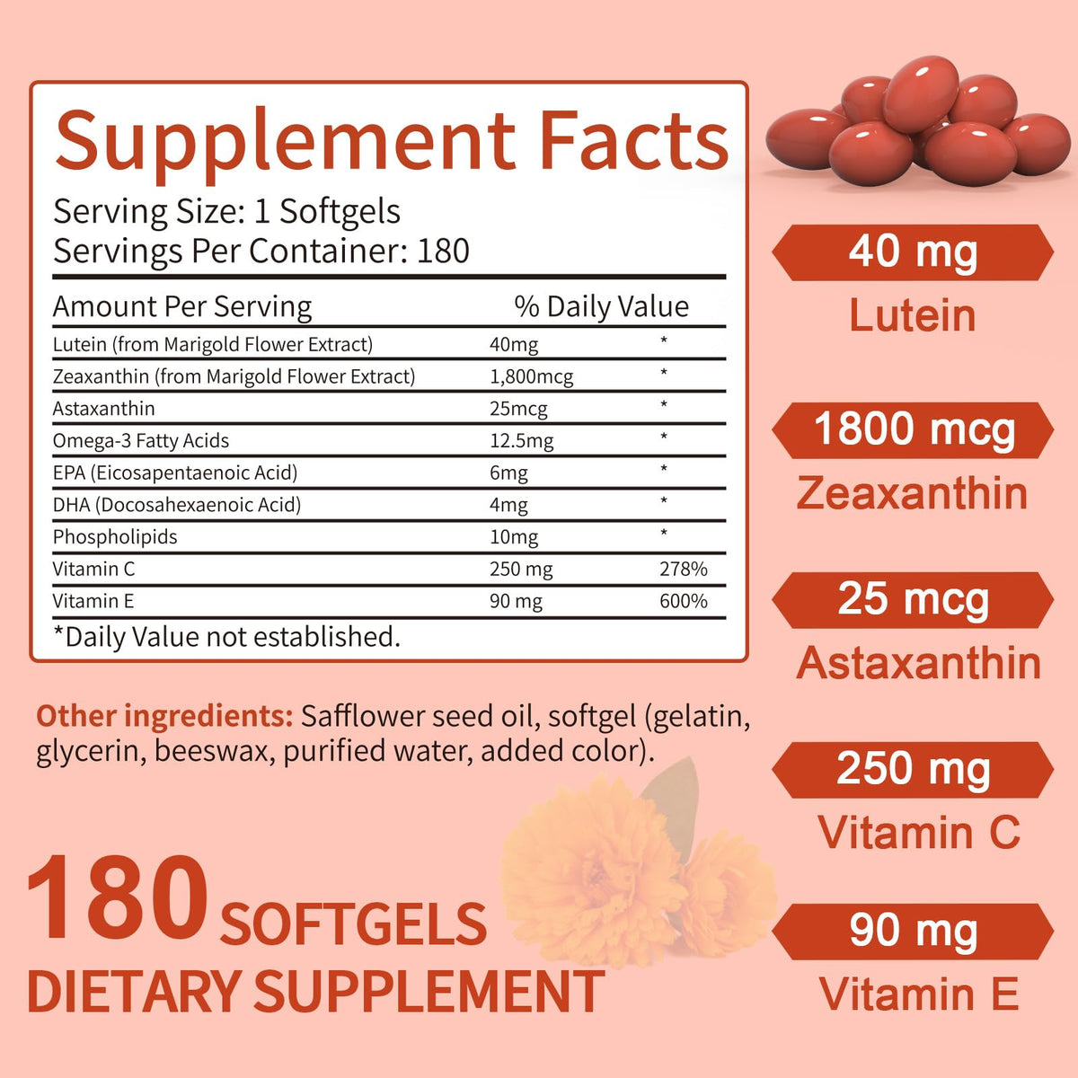 Lutein and Zeaxanthin Softgels with Vitamins C, E, Omega 3 Q277104