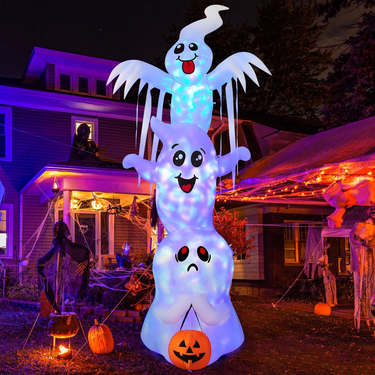 9.8 FT Halloween Inflatable Ghost Outdoor Decoration with Built-in LEDs H176