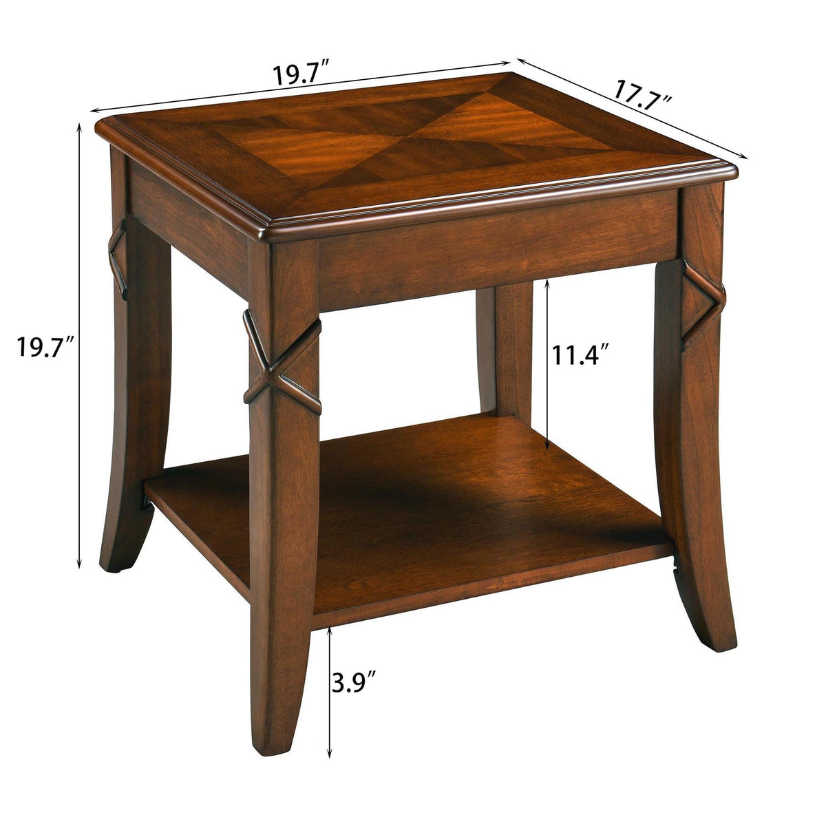 Solid Wood End Table with Storage Shelf N636
