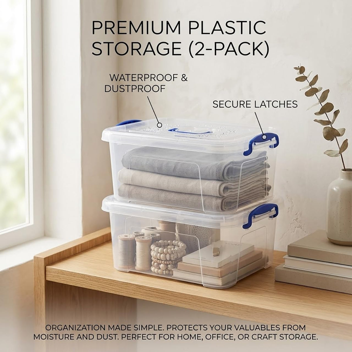 Clear 9 Quart Storage Bins with Lids 2 Pack I12389