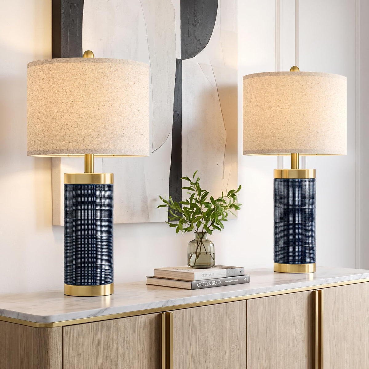 24.5'' Ceramic Table Lamps Set of 2 Blue L5029