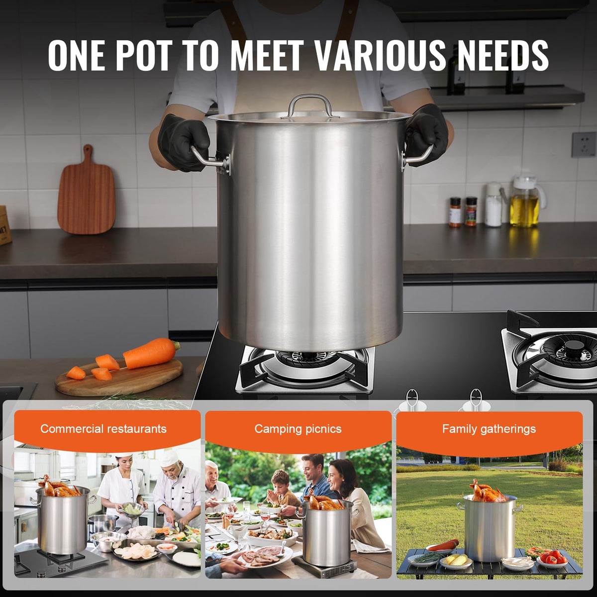 18/8 Stainless Steel 42QT Stockpot T1168