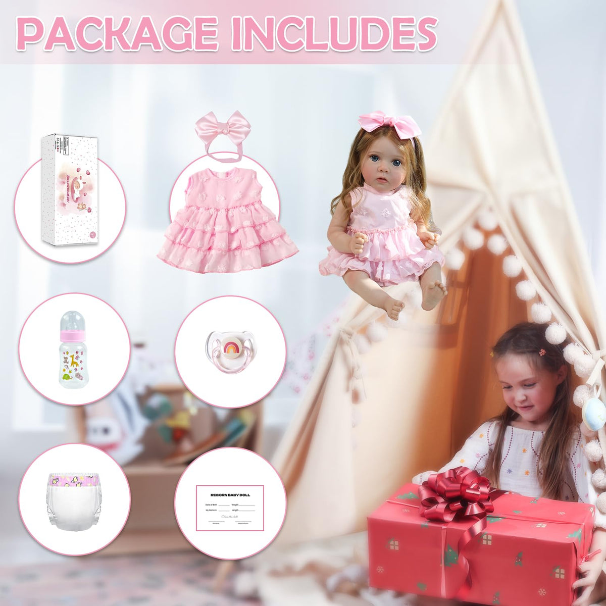 20 Inch Realistic Lifelike Newborn Baby Dolls with Soft Vinyl Body Y3182