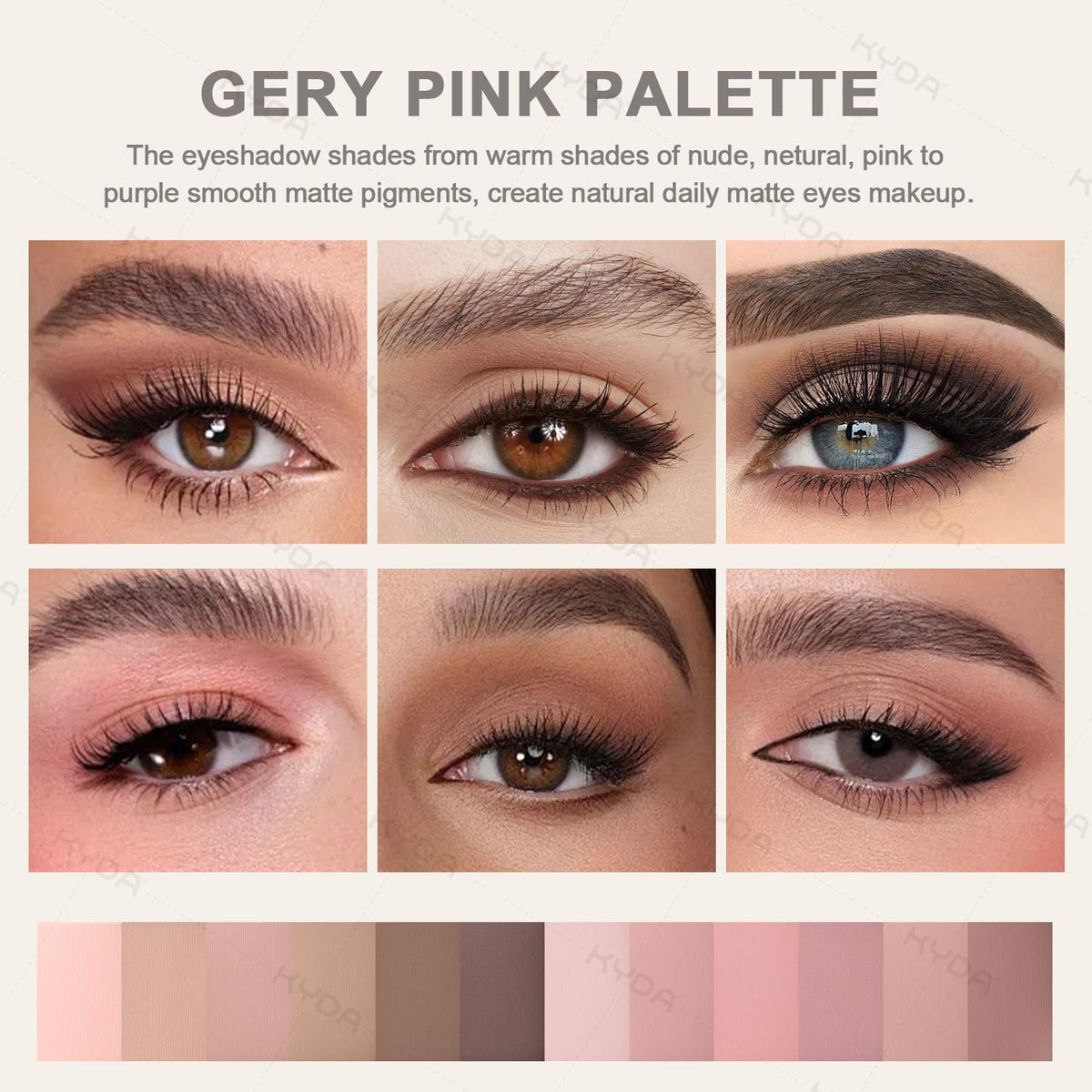 12 Color Grey Pink Eyeshadow Palette with Brush J920