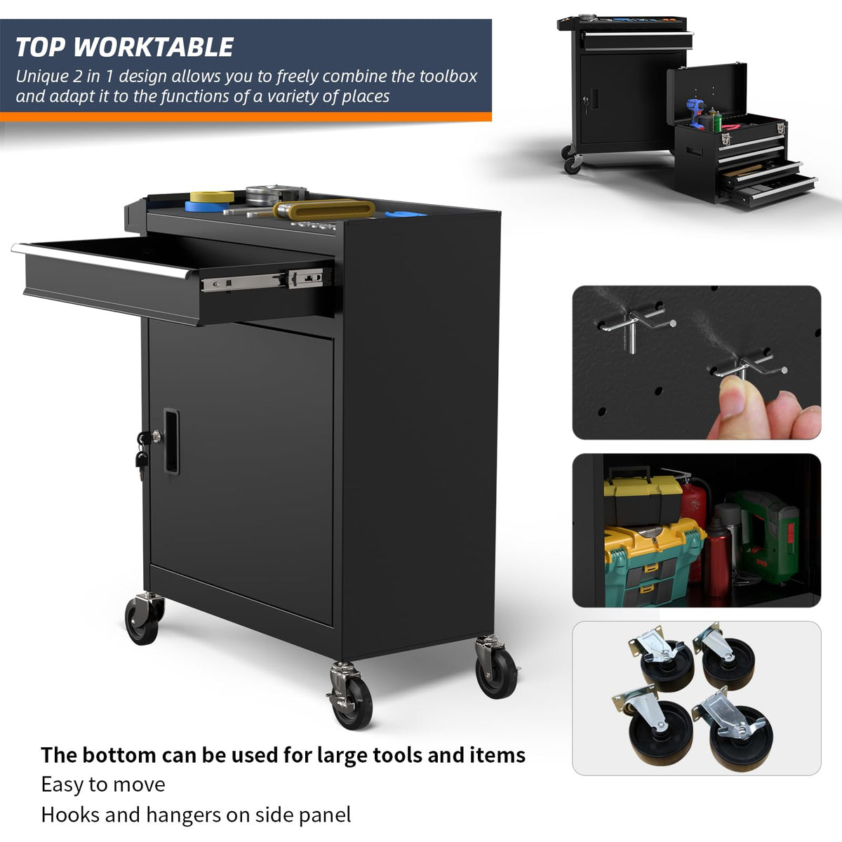 5 Drawer Rolling Tool Chest with Wheels and Lock C459258